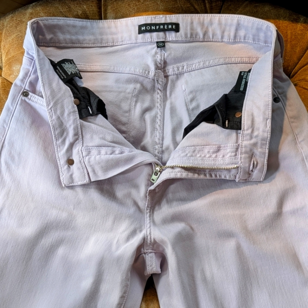 Monfrere Brando Slim Fit 5 Pocket Stretch Jeans Light Purple, Size 32 x 32